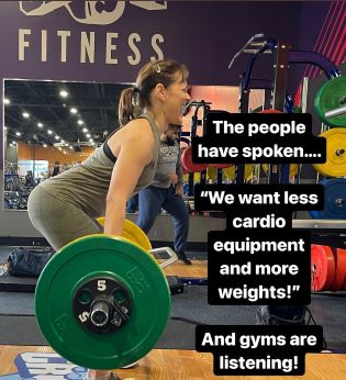 The people have spoken…. “We want less cardio equipment and more weights!”